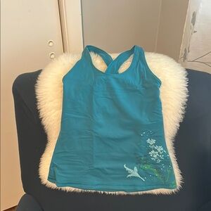 Teal Tank Top with Floral Design